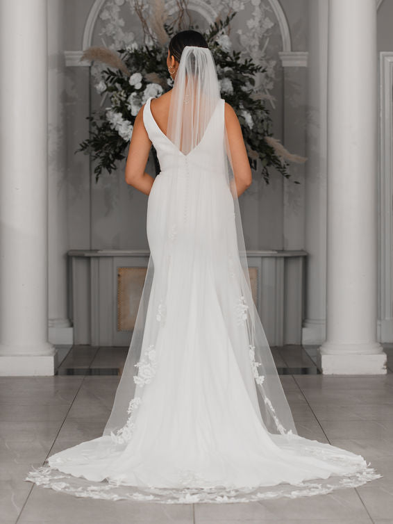 Floral Edge Chapel Length Veil