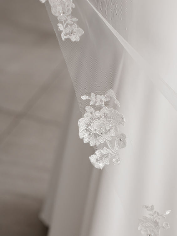 Floral Edge Chapel Length Veil