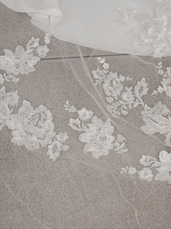 Floral Edge Chapel Length Veil